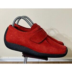 TSAKIRIS MALLAS Womens Red Hook & Loop Closure Suede Red Loafers Sz 7.5 Comfy